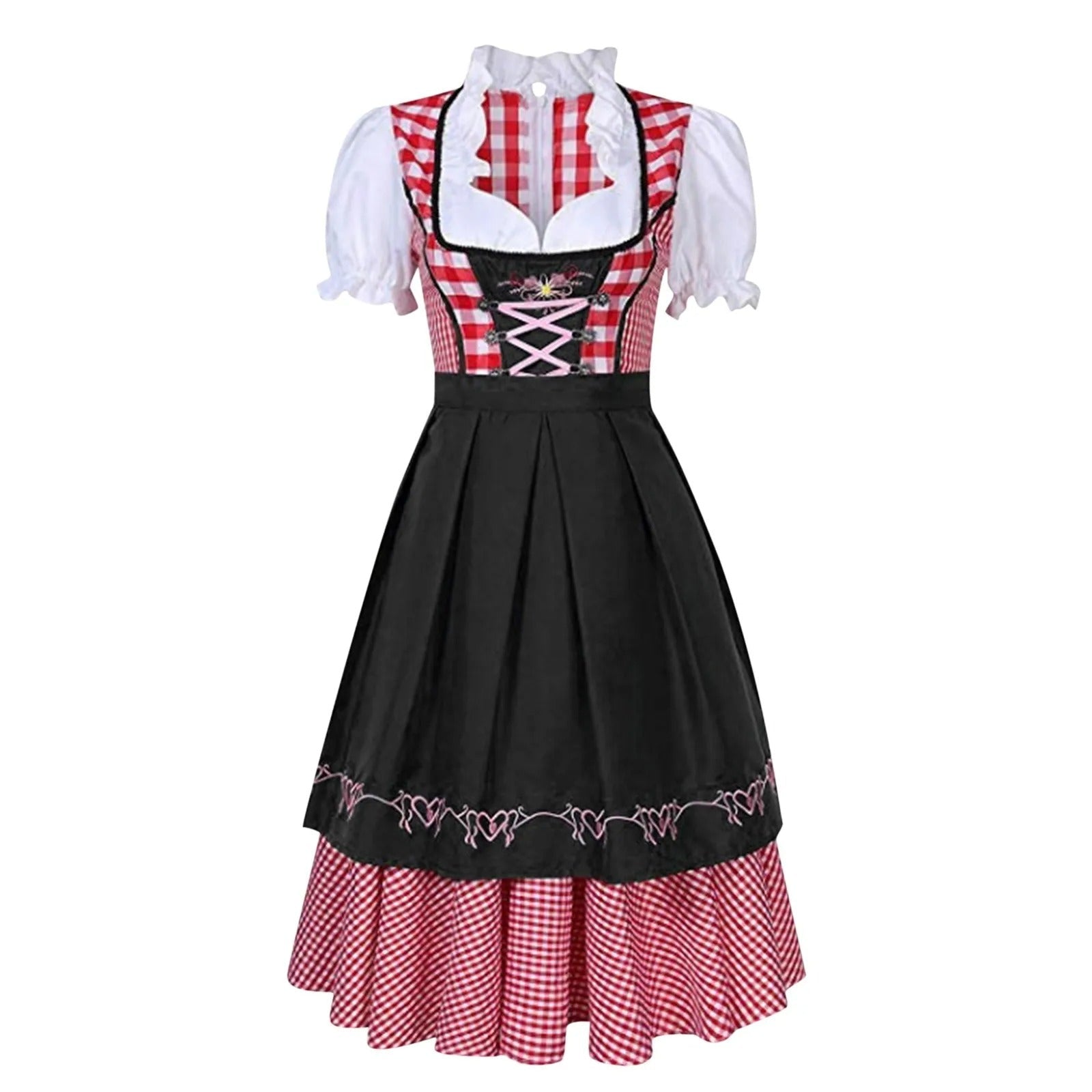 Bolendo Noelle - Kariertes Oktoberfest-Dirndl mit kurzen Ärmeln für festliches Flair