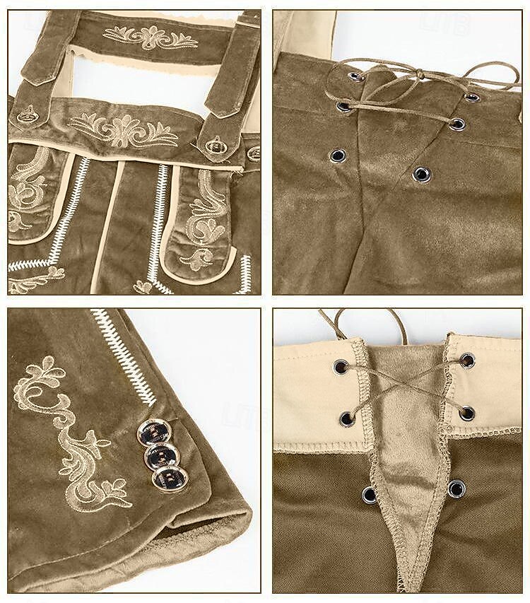 AlpenKraft – Herre læderhosen-shorts med broderi – brun eller sort