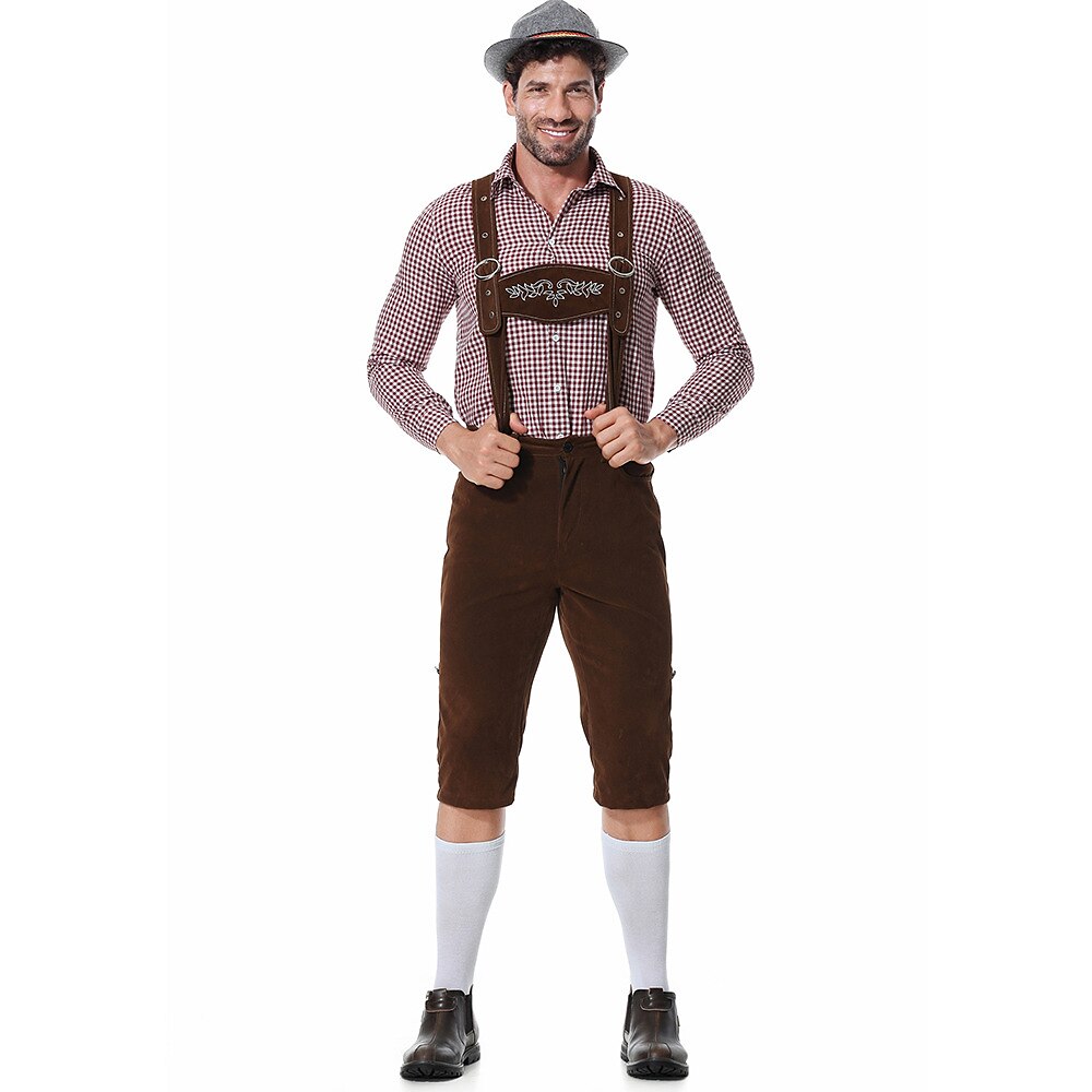 Bergfest – pánsky kostým s košeľou, trakovými nohavicami a tradičným klobúkom – Oktoberfest vzhľad