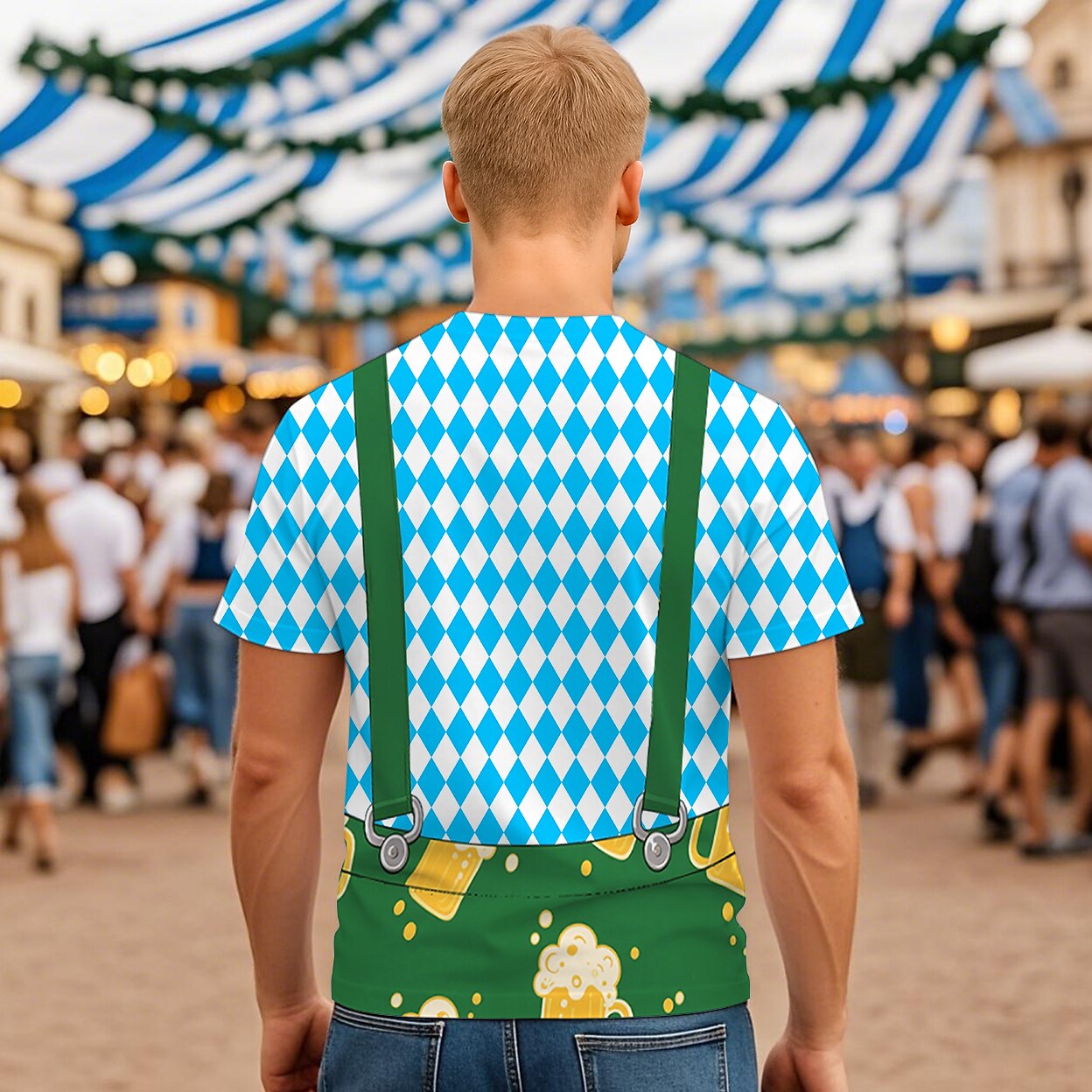 Trachtenwitz – Pánske tričko s grafikou kožených nohavíc – Tvoj vtipný Wiesn vzhľad